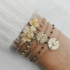 bijou tendance bohème plaqué or accumulation bracelet médaille perles noir