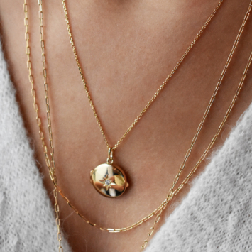 collier long sautoir plaqué or médaille médaillon photo étoile bijoux tendance gilet