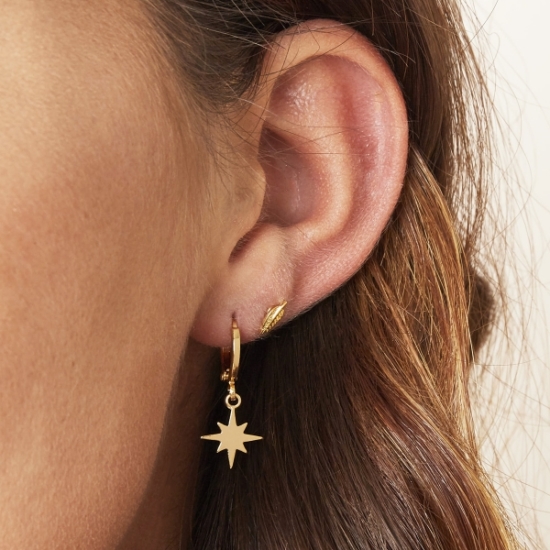 bijoux petites boucles d'oreilles créoles étoile scintillante or