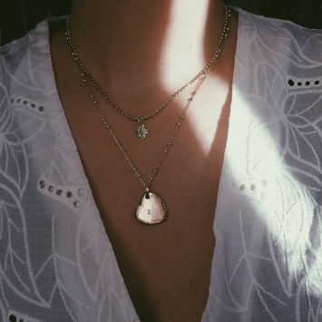 bijoux créateur collier plaqué or coeur soleil