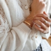 bijoux créateur tendance bracelet coeur bohème 7 bracelet jonc semainier plaqué or perle pyrite fin pierre gemme intemporel look instagram manon mgch_