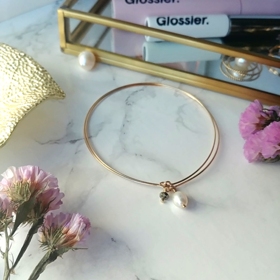 bijoux créateur tendance bohème bracelet jonc semainier plaqué or perle pyrite fin pierre gemme intemporel