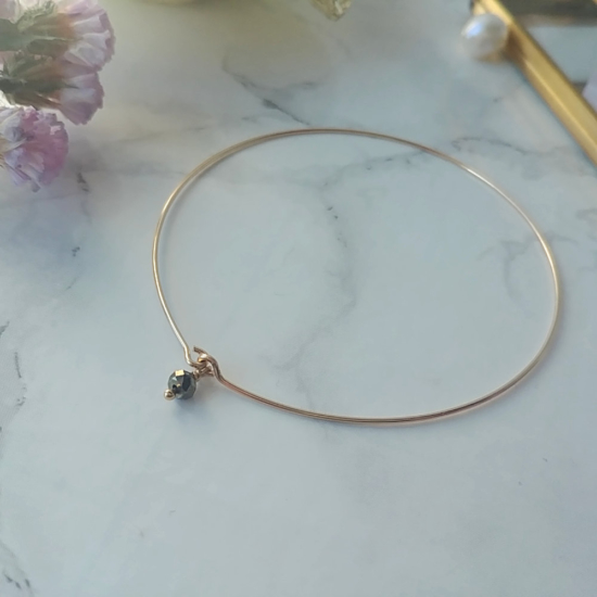 bijoux créateur tendance bohème bracelet jonc semainier plaqué or perle pyrite fin pierre gemme intemporel