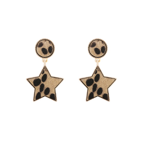 bijoux tendance boucles d'oreilles imprimé léopard fausse fourrure étoile