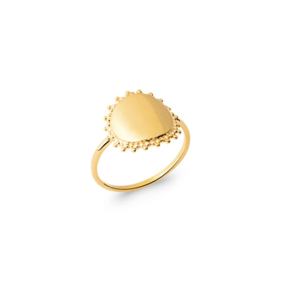 bijoux tendance bague médaille soleil plaqué or lettre initiale à graver à personnaliser