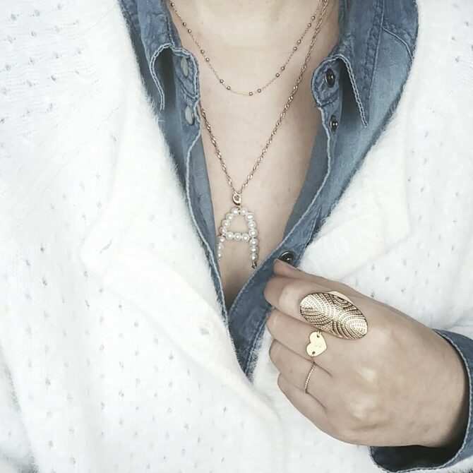 bijoux créateur fait main collier pendentif lettre initiale A en perles