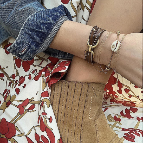 bijoux créateur tendance bohème 7 bracelet fin jonc semainier destroy déformé plaqué or