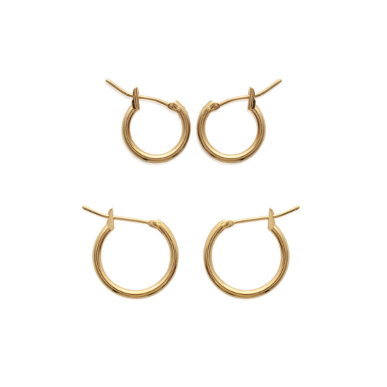 bijoux boucles d'oreilles plaqué or petites créoles 12 et 16 mm simple basique