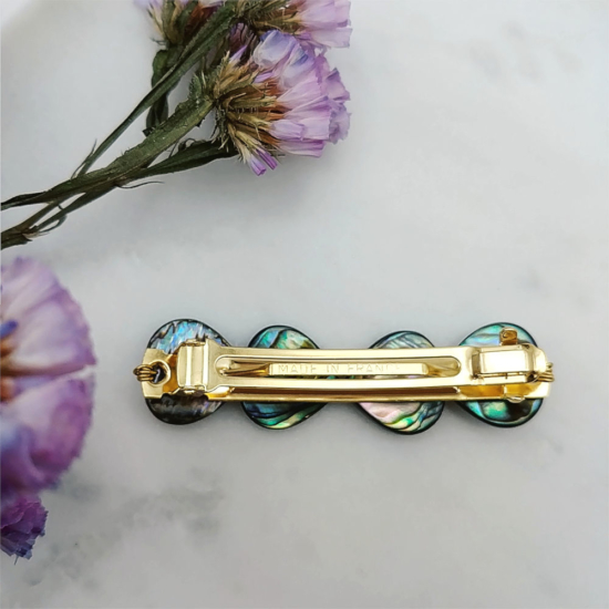 barrette coeur nacre abalone tendance accessoire cheveux fait main en france dos