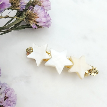 barrette étoiles nacres tendance accessoire cheveux fait main en france