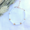 bracelet heishi surfeur blanc perles bohème plaqué or fait main créateur france
