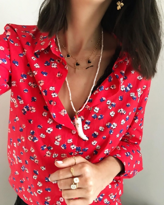 collier coquillage nacre blanc corne et croix or tendance été bijoux créateur fait main look instagram flavie