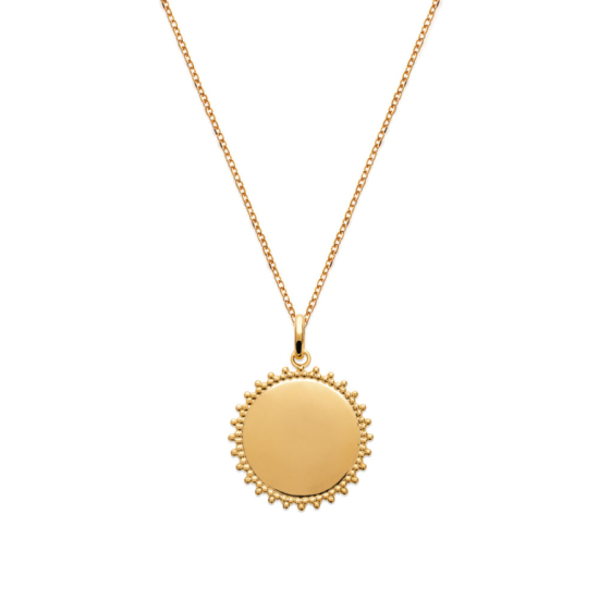collier pendentif médaille soleil plaqué or