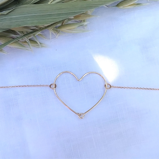 bijoux créateur tendance bracelet coeur martelé fait main plaqué or