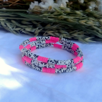 bijoux créateur tendance bohème bracelet jonc heishi surfer fluo fait main