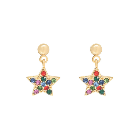 petites boucles puces pendantes etoile et lune brillantes or bijoux tendance