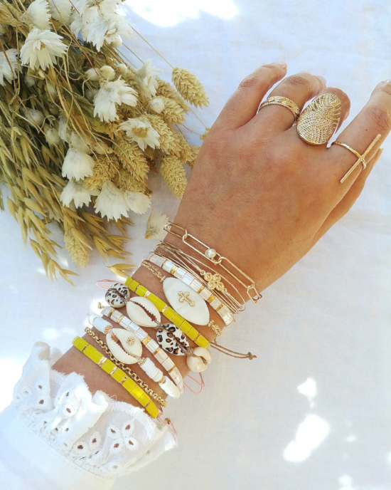 bracelets tendance coquillage cauri noir blanc imprimé léopard fait main joncs destroy bracelet néo bourgeoise gros maillons et perle bijoux créateur