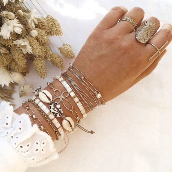 bracelets tendance coquillage cauri noir blanc imprimé léopard fait main joncs destroy bracelet néo bourgeoise gros maillons et perle bijoux créateur