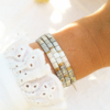 accumulation bracelets tendance perles plates en verre carrées japonaises miyuki or gris blanc bijoux créateur france fait main