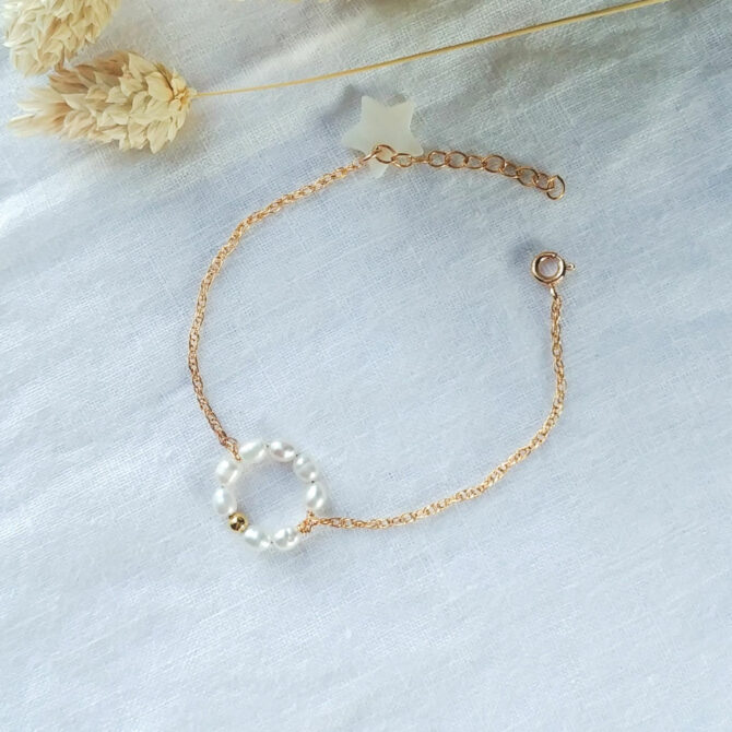 bracelet tendance cercle rond perles or fait main bijoux créateur