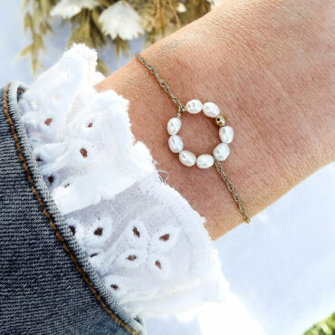 bracelet tendance cercle rond perles or fait main bijoux créateur