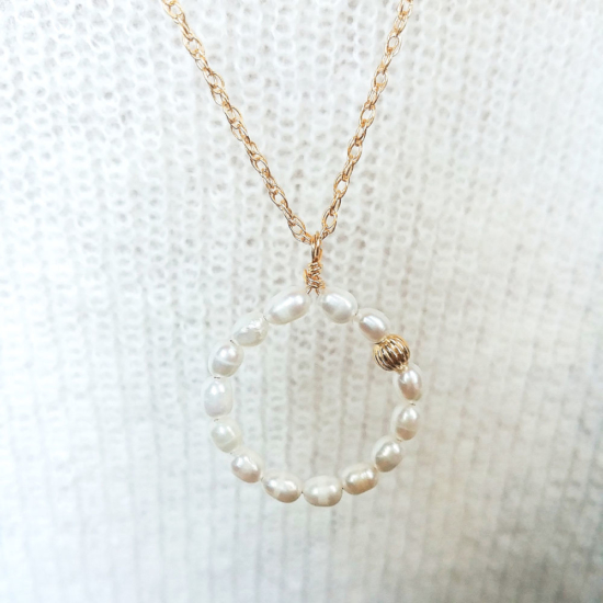 collier tendance cercle rond perles or fait main bijoux créateur