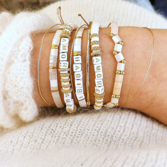 bracelets mot à personnaliser tendance fait main bracelet heishi surfer bohème bijoux créateur