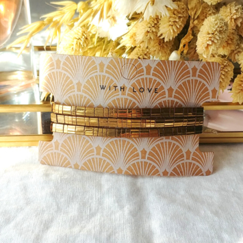 bracelets tendance perles plates en verre carrées japonaises miyuki or bronze beige bijoux créateur france fait main