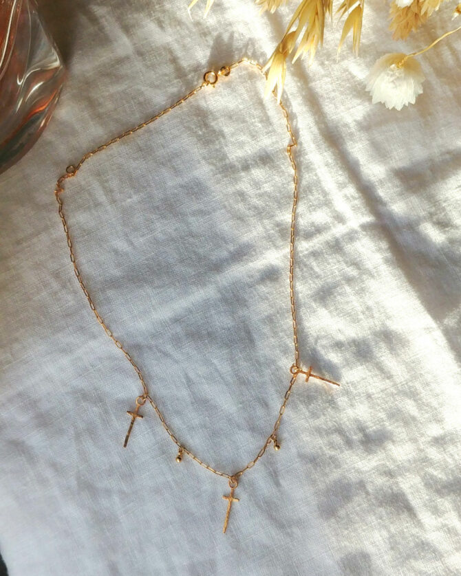 bijoux tendance collier pendentif croix plaqué or