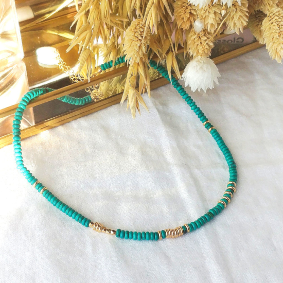 collier heishi surfer howlite turquoise or
