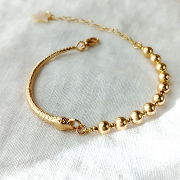 bracelet serpent jonc grosse perles or tendance néo bourgeoise or fait main bijoux créateur