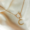 collier grand maillons xl fermoir T tendance néo bourgeoise pendentif lettre initiale or fait main bijoux créateur