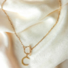 collier grand maillons xl fermoir T tendance néo bourgeoise pendentif lettre initiale or fait main bijoux créateur