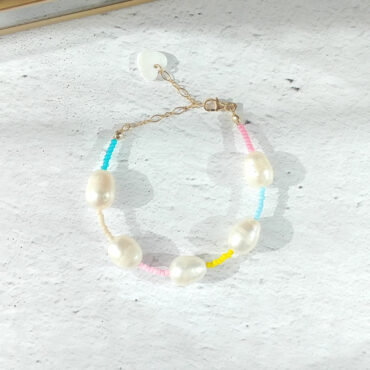 bracelet tendance perles eau douce perles colorées été or fait main bijoux créateur