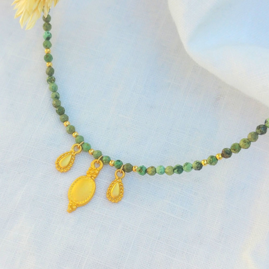 collier heishi turquoise pierre semi précieuse pendentifs bohème indien fait main bijoux créateur france