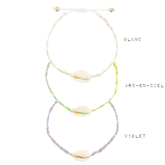 bracelets de cheville tendance coquillage cauri