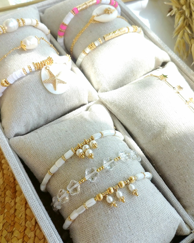 bracelet heishi nacre perle eau douce bijoux or fait main bijoux créateur