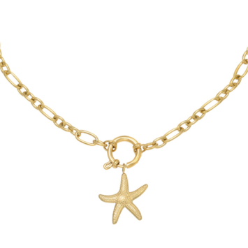 Collier grand maillons xl pendentif étoile de mer tendance néo bourgeoise or