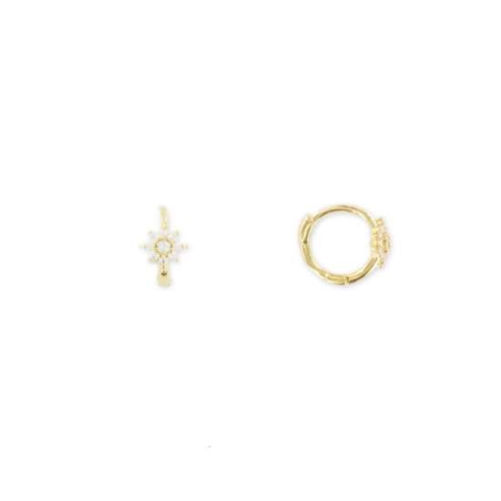 bijoux tendance boucles d'oreilles mini créoles plaqué or flocon fleur zircon bohème