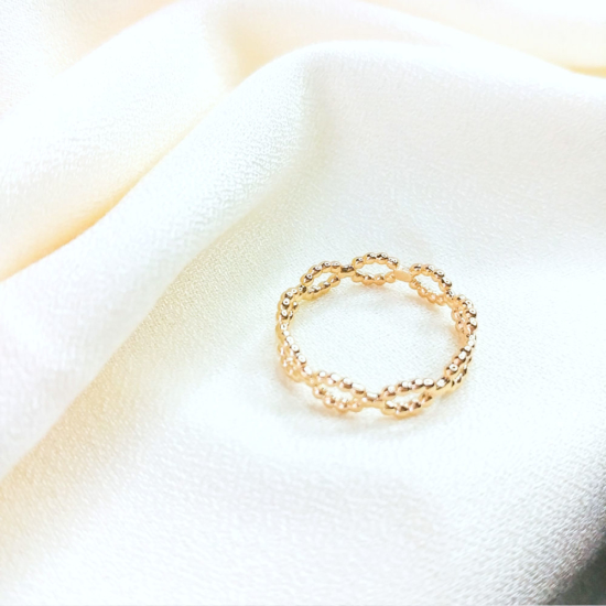 bague anneau billes ajourée fin et délicate bague à superposer plaqué or bijoux tendance