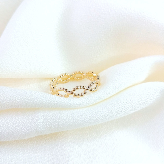bague anneau billes ajourée fin et délicate bague à superposer plaqué or bijoux tendance