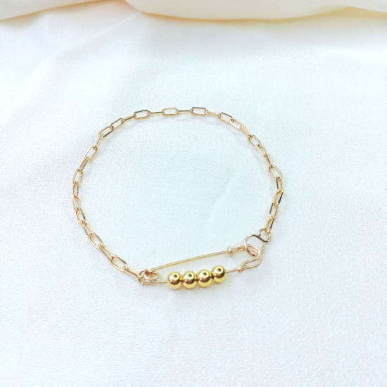 bracelet épingle à nourrice punk chic or gold filled bijoux tendance fait main france créateur