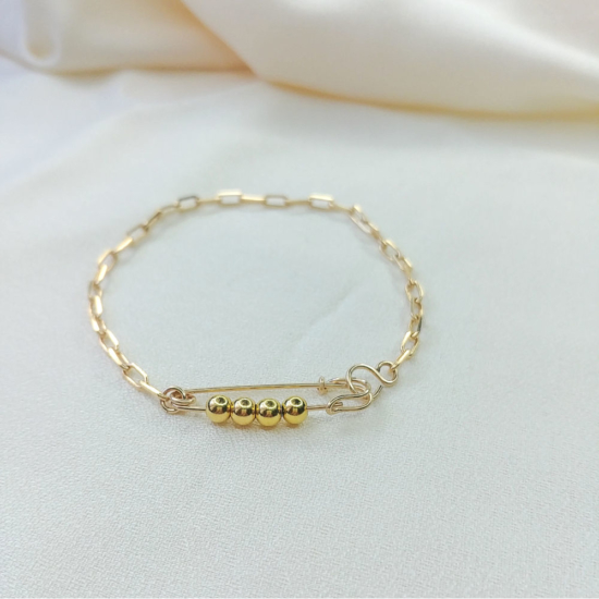 bracelet épingle à nourrice punk chic or gold filled bijoux tendance fait main france créateur