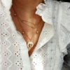collier épingle à nourrice punk chic pendentif corne demi lune nacre bohème or gold filled bijoux tendance fait main france créateur
