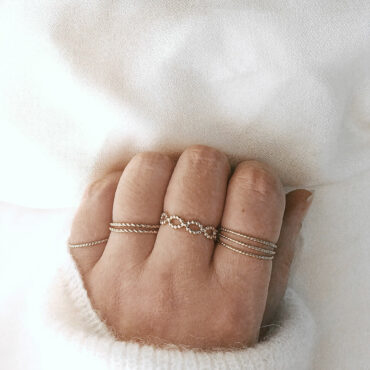 bague double anneaux fin et délicate bague à superposer plaqué or bijoux tendance