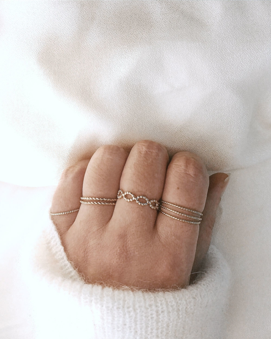 bague double anneaux fin et délicate bague à superposer plaqué or bijoux tendance