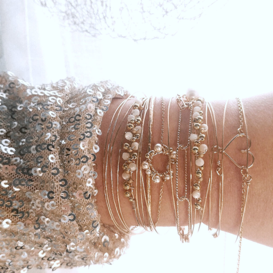 bracelets joncs coeur épingle à nourrice cauri or gold filled fait main createur instagram france