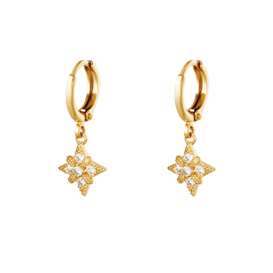 bijoux boucles d'oreilles plaqué or petites créoles galaxie lune et etoile scintillante accumulation
