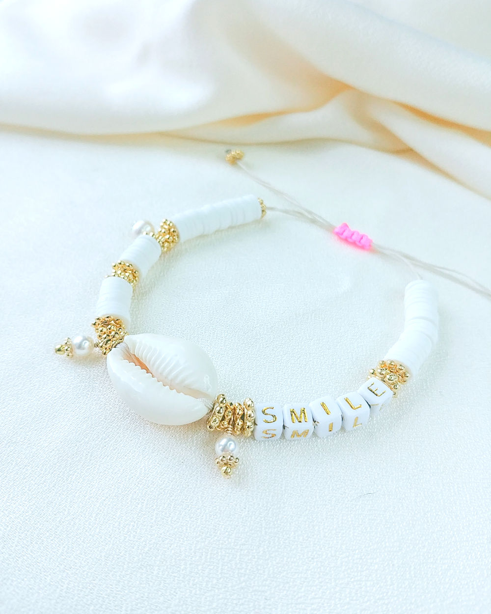 Bracelet perles Heishi 'Cauri Vert d'eau' - Femme - Concept Bohème