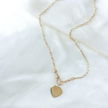 collier coeur fermoir mousqueton gros maillons maille XL or bijoux tendance fait main france créateur